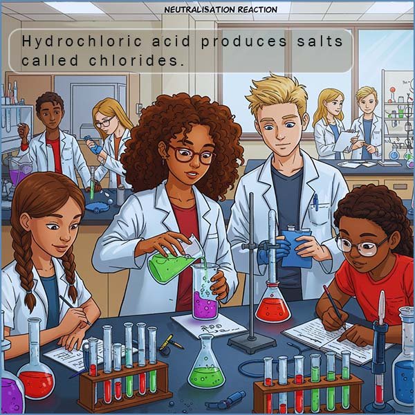 Using hydrochloric acid in a neutralisation reaction produces salts called chlorides